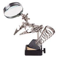 Держатель "третья рука" Rexant, 2 зажима, лупа 60мм (2.5х) 12-0252  картинка